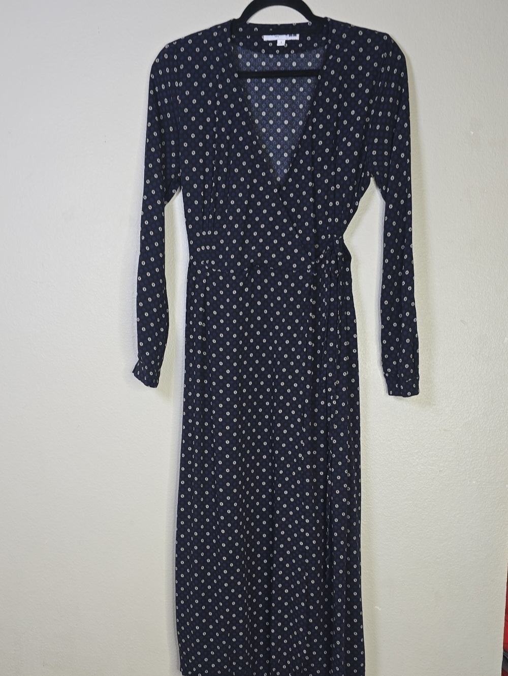 Ines De La Fressange × Uniqlo Navy Floral  Wrap Dress - Long Sleeve Size Small